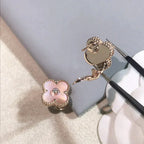 [Clover Jewelry]CLOVER MEDIUM 1 MOTIFS  PINK MOP DIAMOND EARRINGS