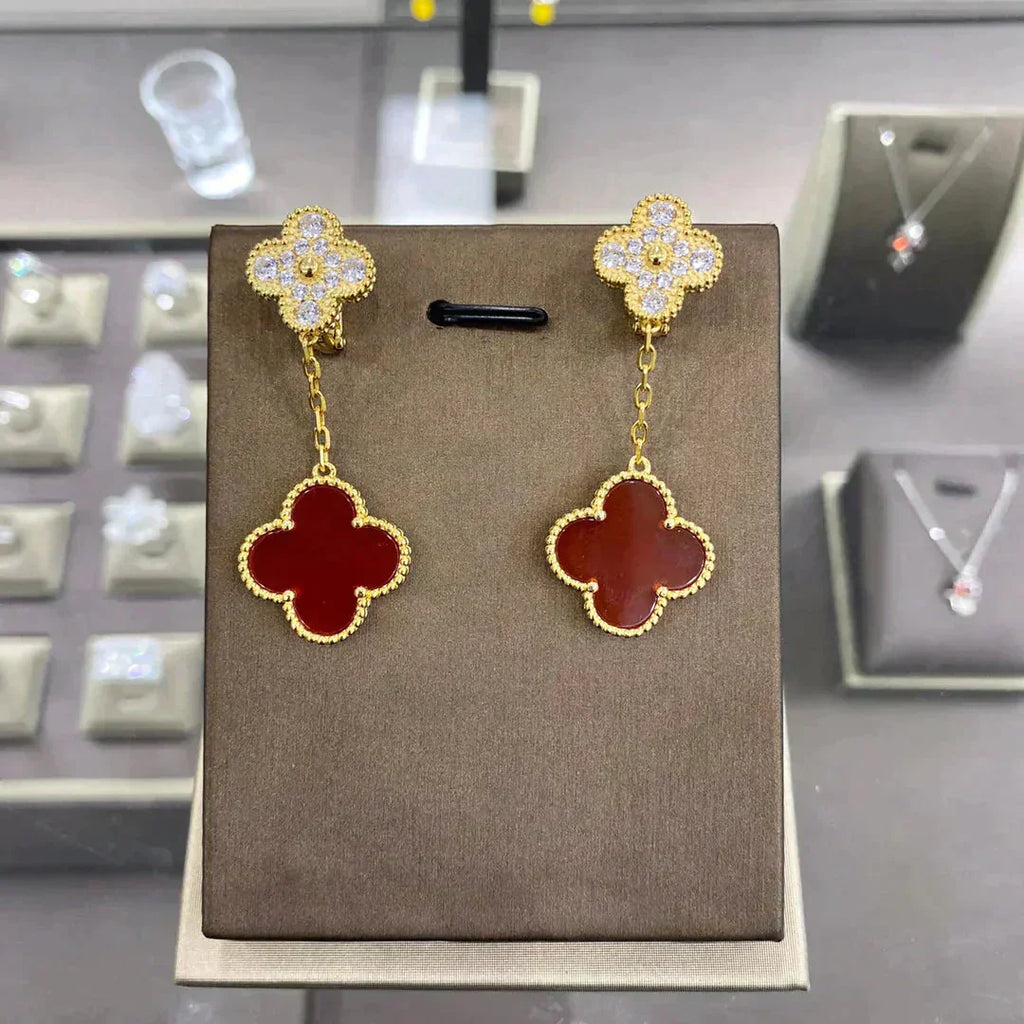 [Clover Jewelry]CLOVER  2 MOTIFS  DIAMOND  EARRINGS (MULTIPLE CHOICESç´