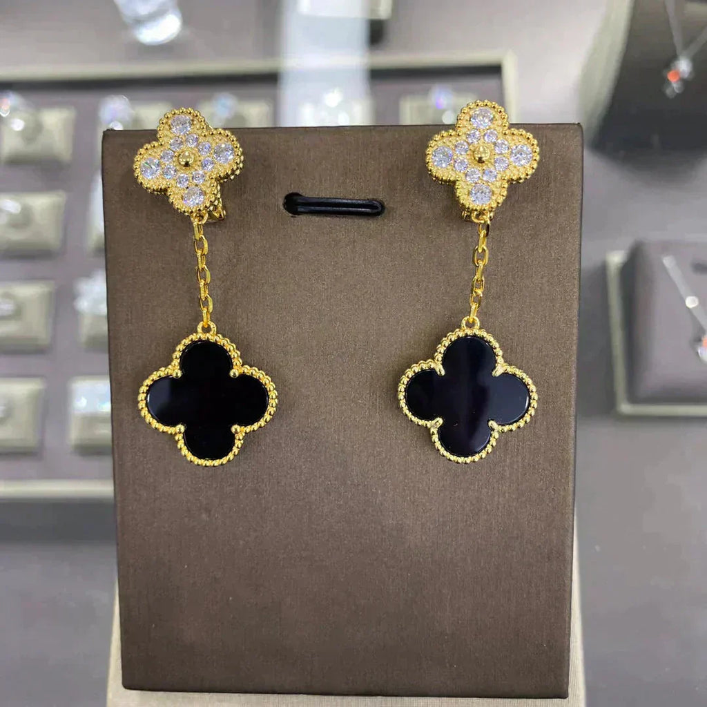 [Clover Jewelry]CLOVER  2 MOTIFS  DIAMOND  EARRINGS (MULTIPLE CHOICESç´