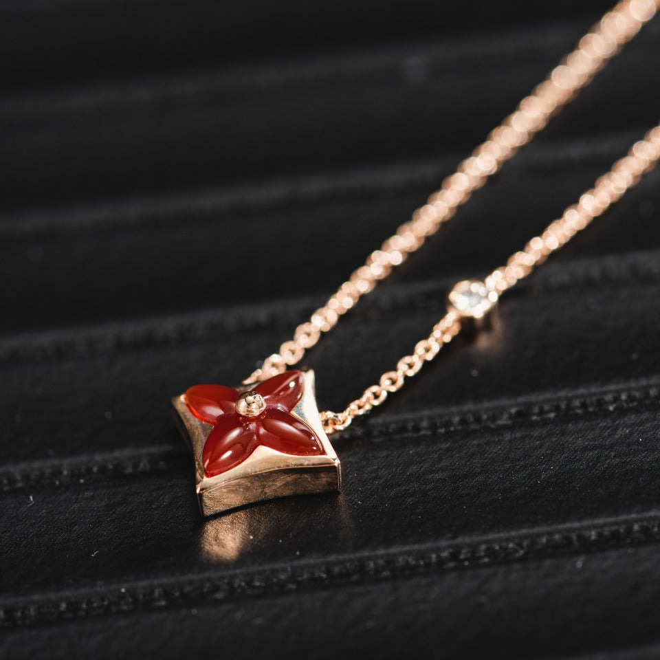 [Clover Jewelry]STAR NECKLACE PINK GOLD 1 DIAMOND