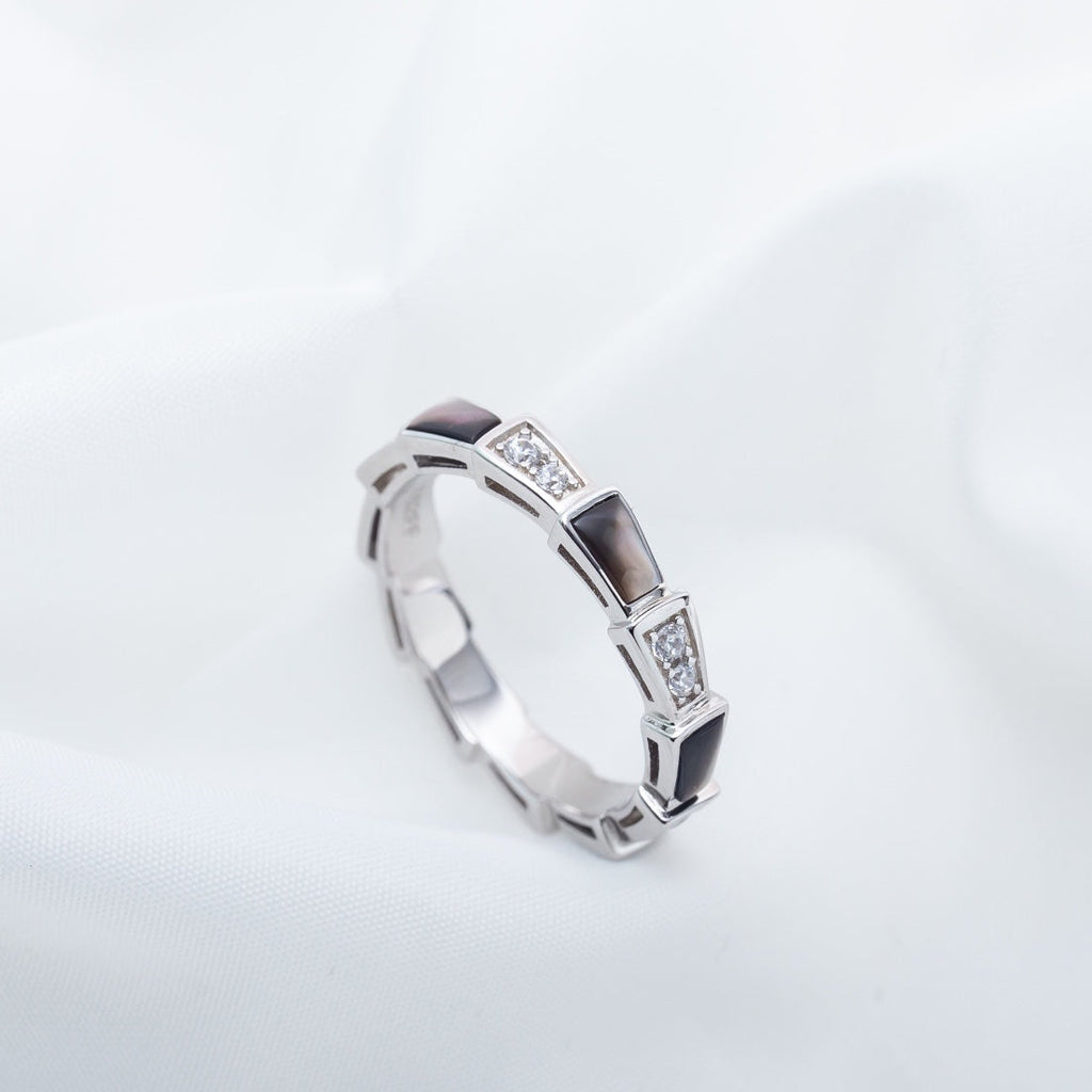 [Clover Jewelry]SERPENTI RING SILVER  DIAMOND BLACK MOP 3MM