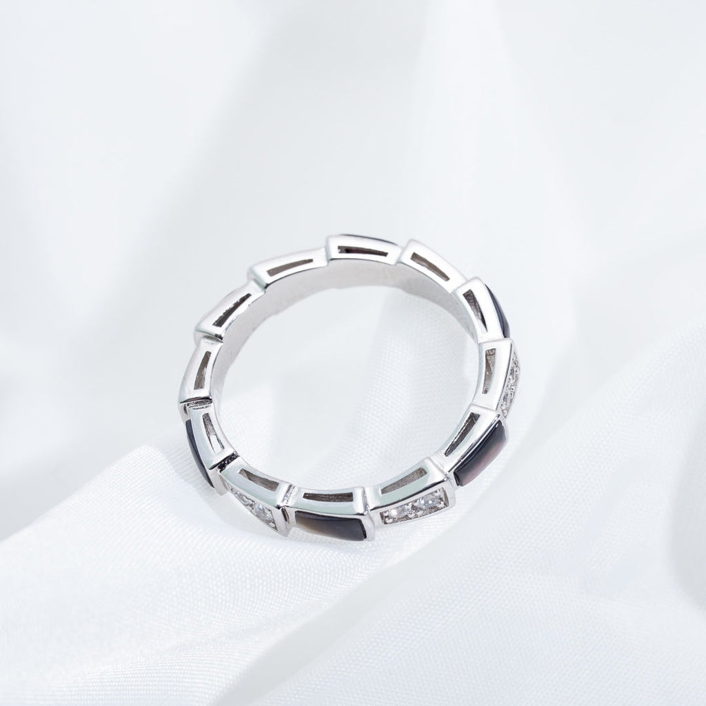 [Clover Jewelry]SERPENTI RING SILVER  DIAMOND BLACK MOP 3MM