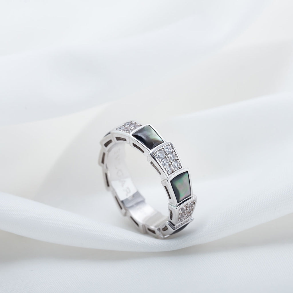 [Clover Jewelry]SERPENTI RING SILVER DIAMOND BLACK MOP 4MM