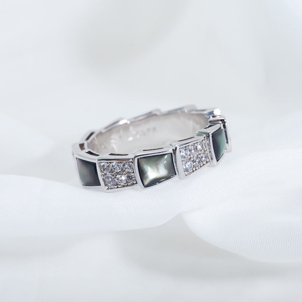[Clover Jewelry]SERPENTI RING SILVER DIAMOND BLACK MOP 4MM
