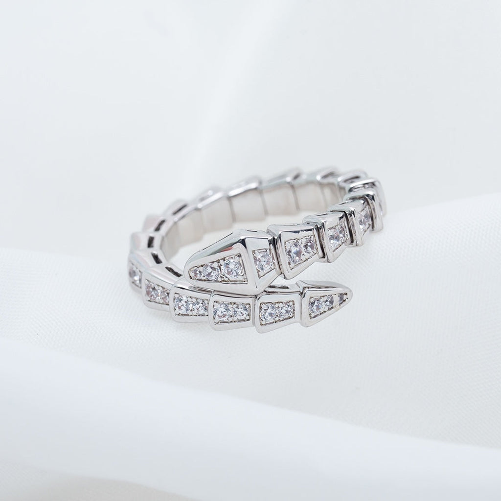 [Clover Jewelry]SERPENTI RING SILVER DIAMOND PAVED 4MM