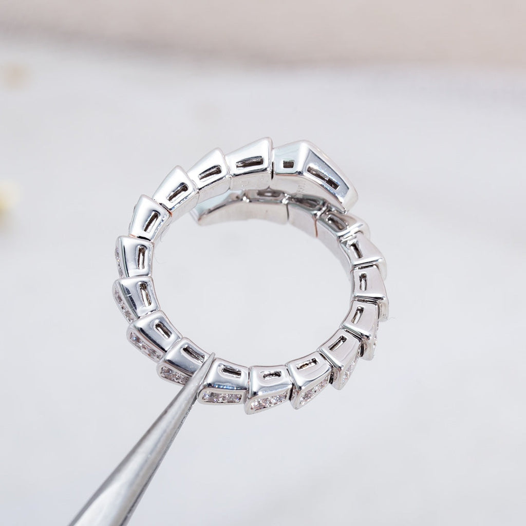 [Clover Jewelry]SERPENTI RING SILVER DIAMOND PAVED 4MM