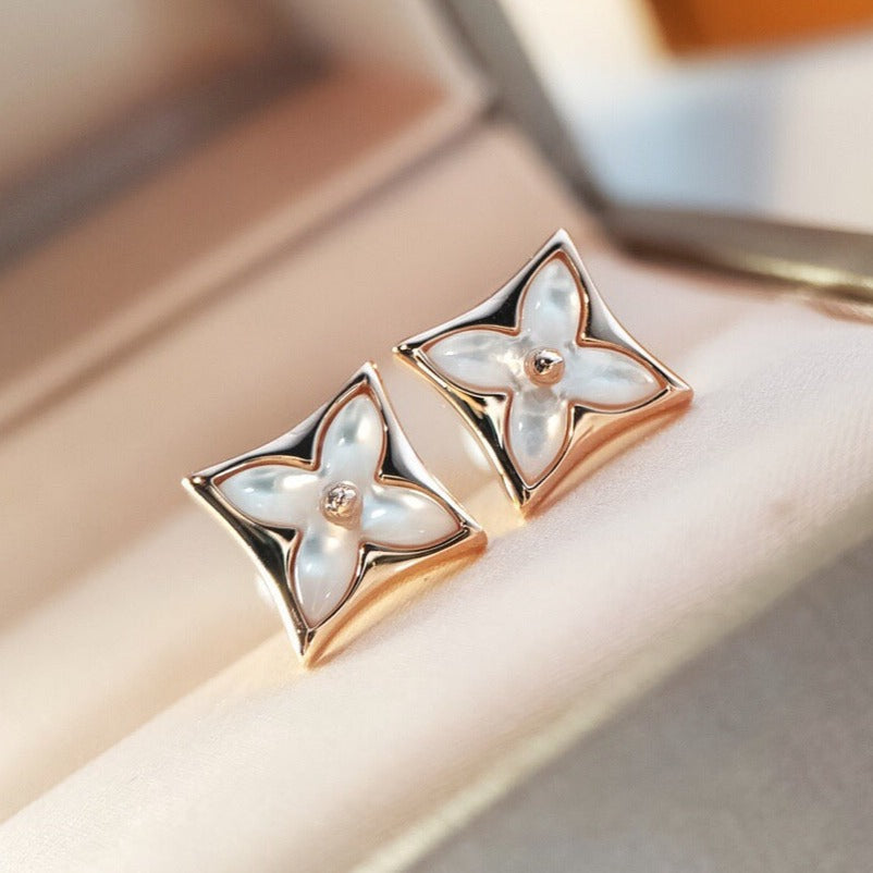 [Clover Jewelry]STAR MOP PINK GOLD EARRINGS