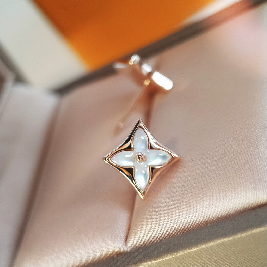 [Clover Jewelry]STAR MOP PINK GOLD EARRINGS