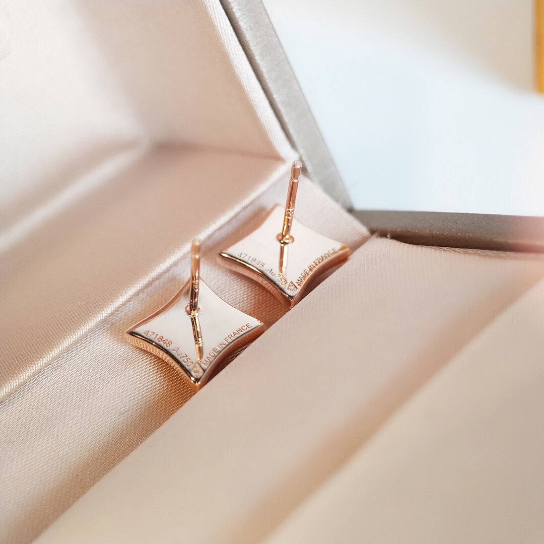 [Clover Jewelry]STAR MOP PINK GOLD EARRINGS