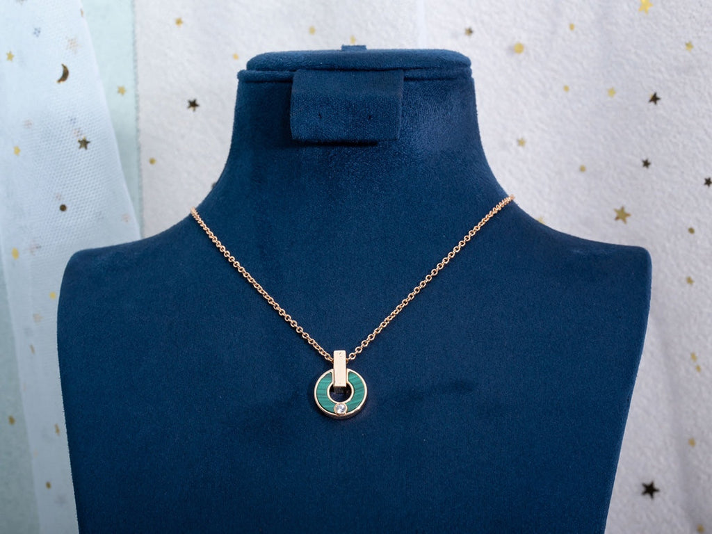 [Clover Jewelry]GARI-HALSKETTE ROSÉGOLD MALACHIT
