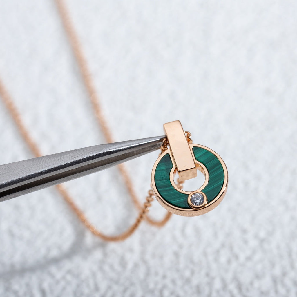 [Clover Jewelry]GARI-HALSKETTE ROSÉGOLD MALACHIT