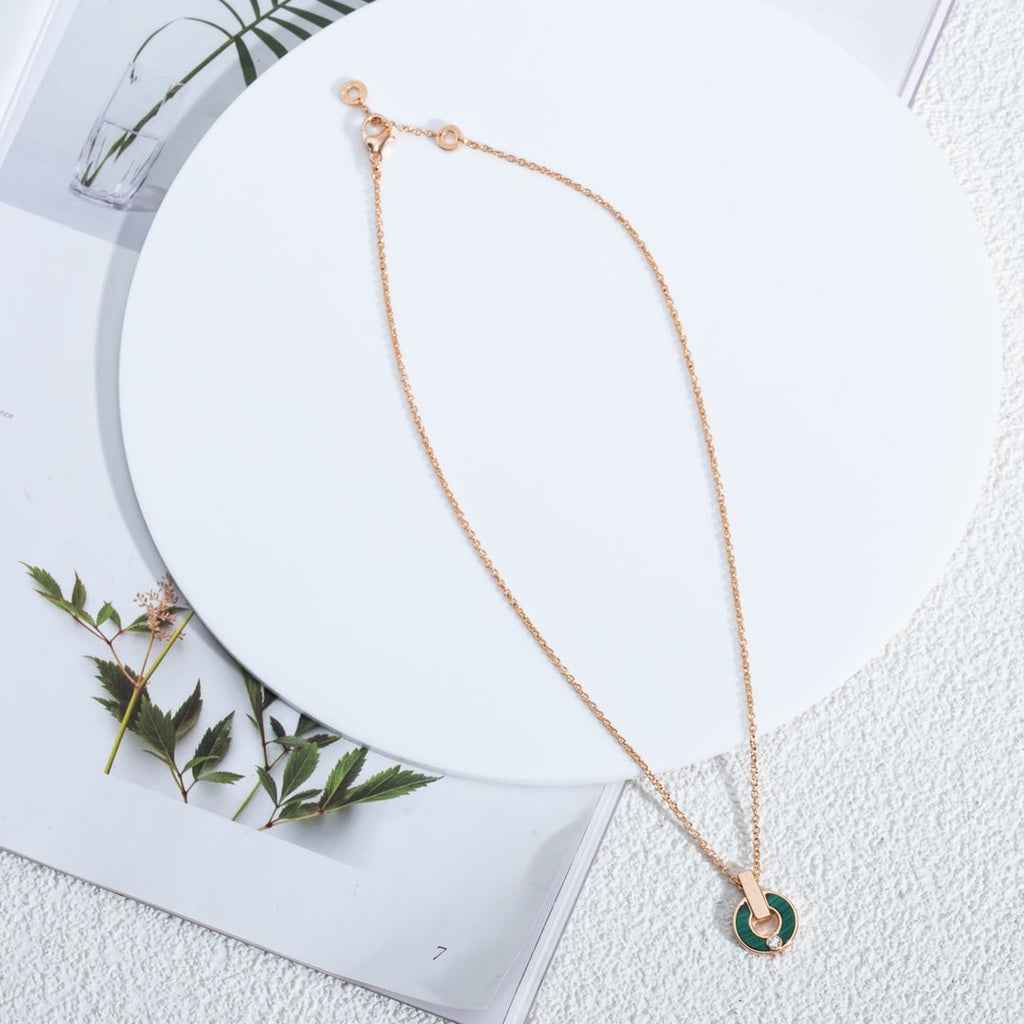 [Clover Jewelry]GARI-HALSKETTE ROSÉGOLD MALACHIT