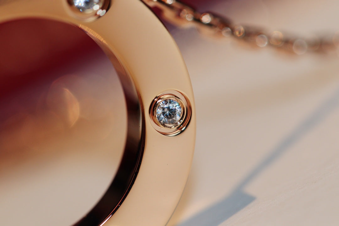 [Clover Jewelry]LOVE NECKLACE 16MM 6 DIAMONDS PINK GOLD