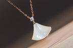 [Clover Jewelry]DREAM NECKLACE WHITE MOP PINK GOLD 1 DIAMOND