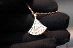 [Clover Jewelry]DREAM NECKLACE WHITE MOP PINK GOLD 1 DIAMOND