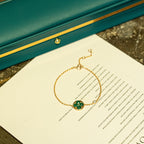 [Clover Jewelry]SUN MALACHITE 1 DIAMOND PINK GOLD BRACELET