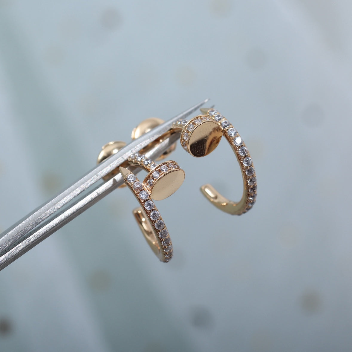 [Clover Jewelry]JUSTE EARRINGS 12.75MM PINK GOLD DIAMOND
