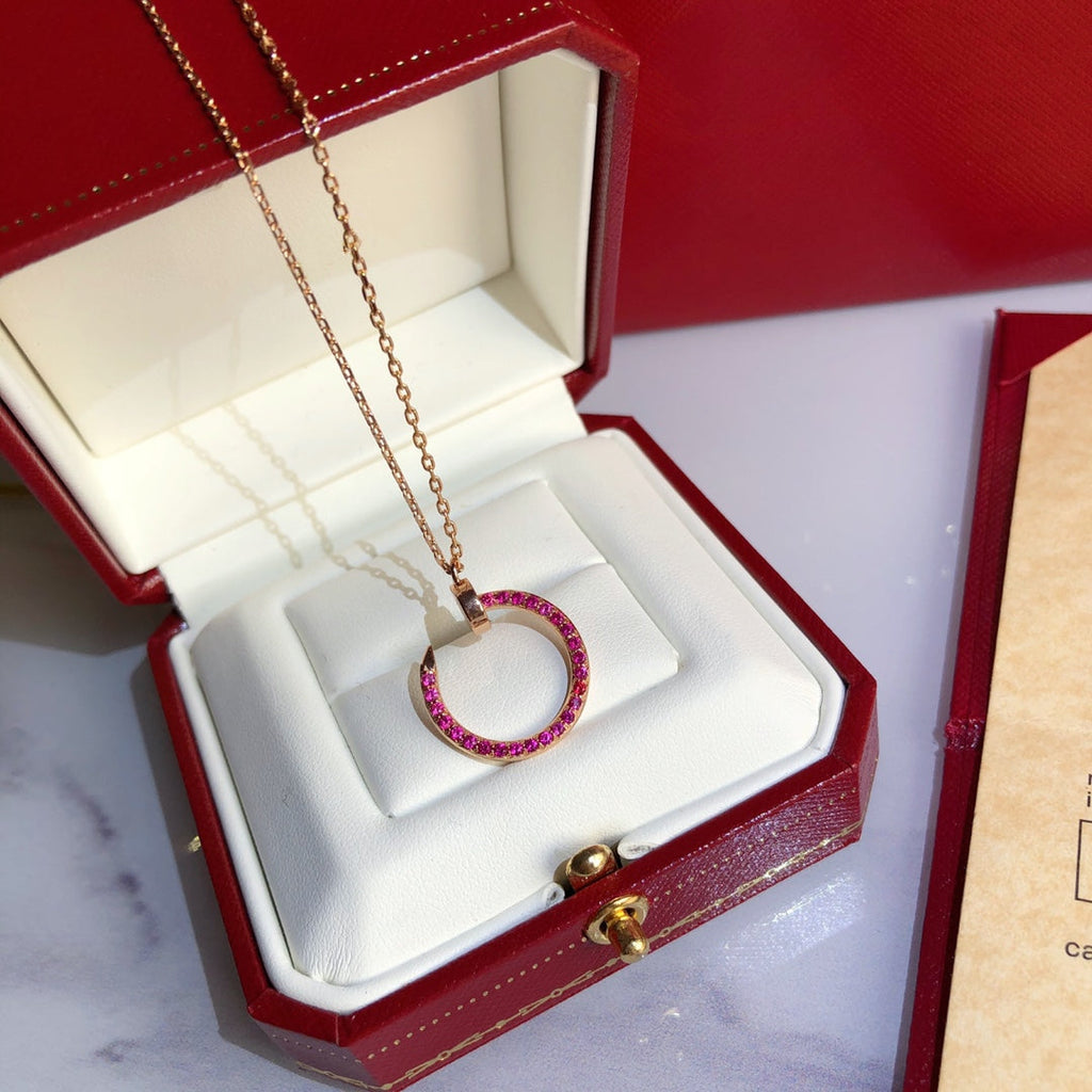 [Clover Jewelry]JUSTE HALSKETTE GOLD ROT DIAMANTEN