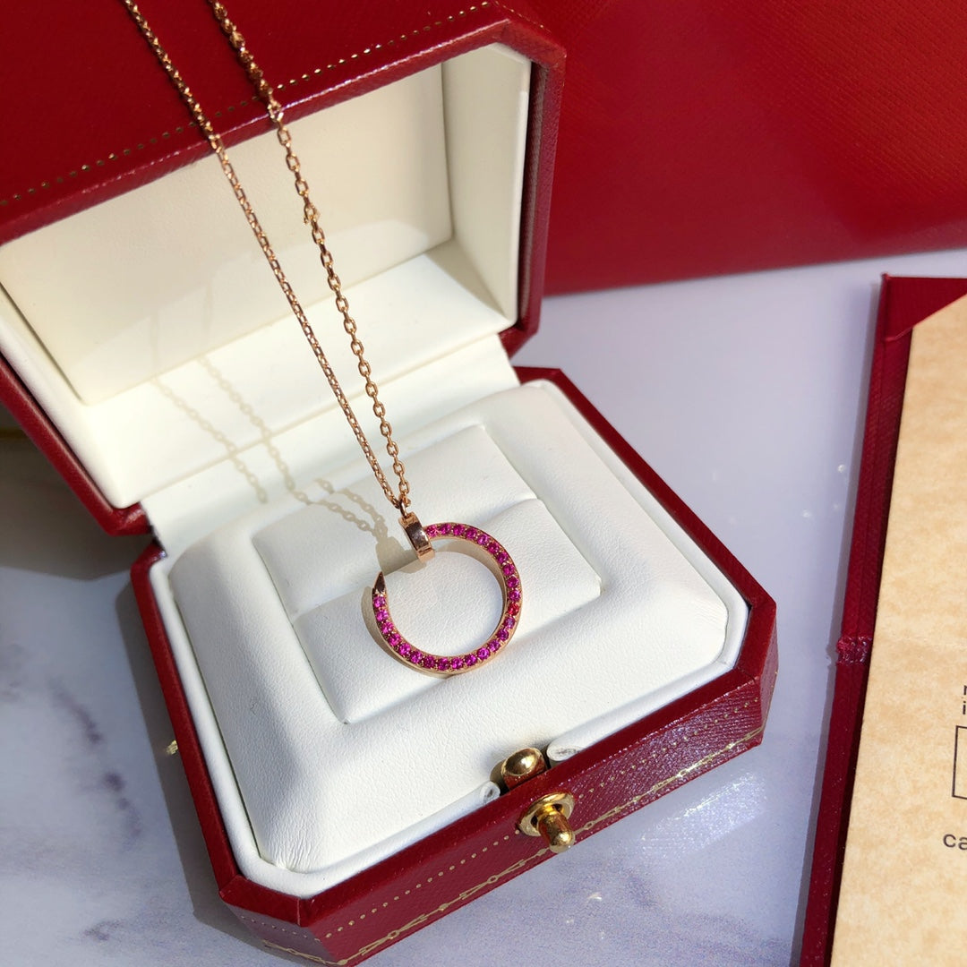 [Clover Jewelry]JUSTE NECKLACE GOLD RED DIAMONDS