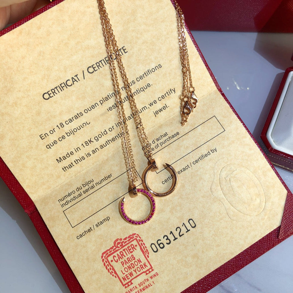 [Clover Jewelry]JUSTE HALSKETTE GOLD ROT DIAMANTEN