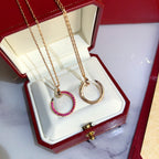 [Clover Jewelry]JUSTE HALSKETTE GOLD ROT DIAMANTEN