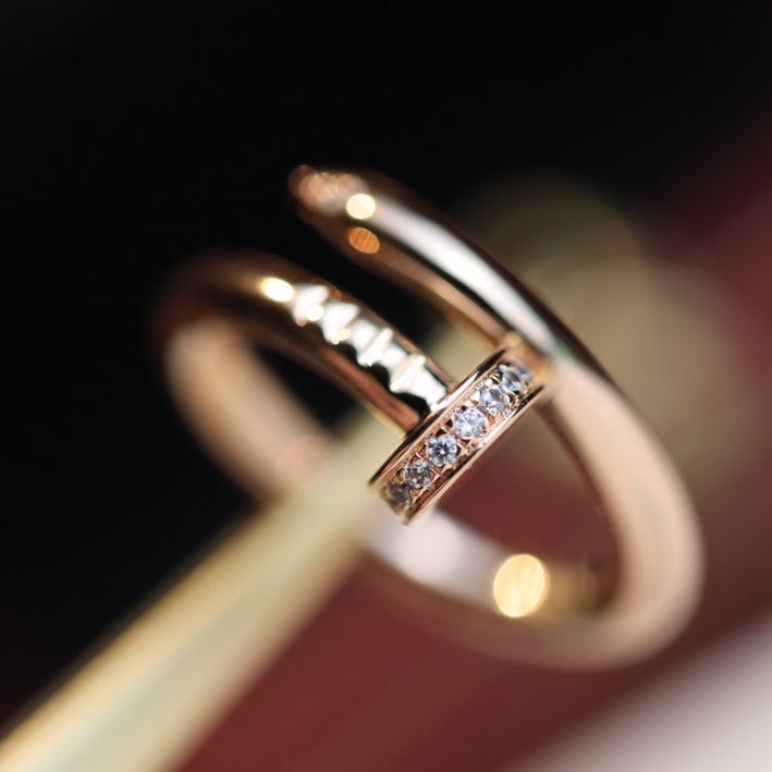 [Clover Jewelry]JUSTE RING 2.65MM PINK GOLD DIAMOND