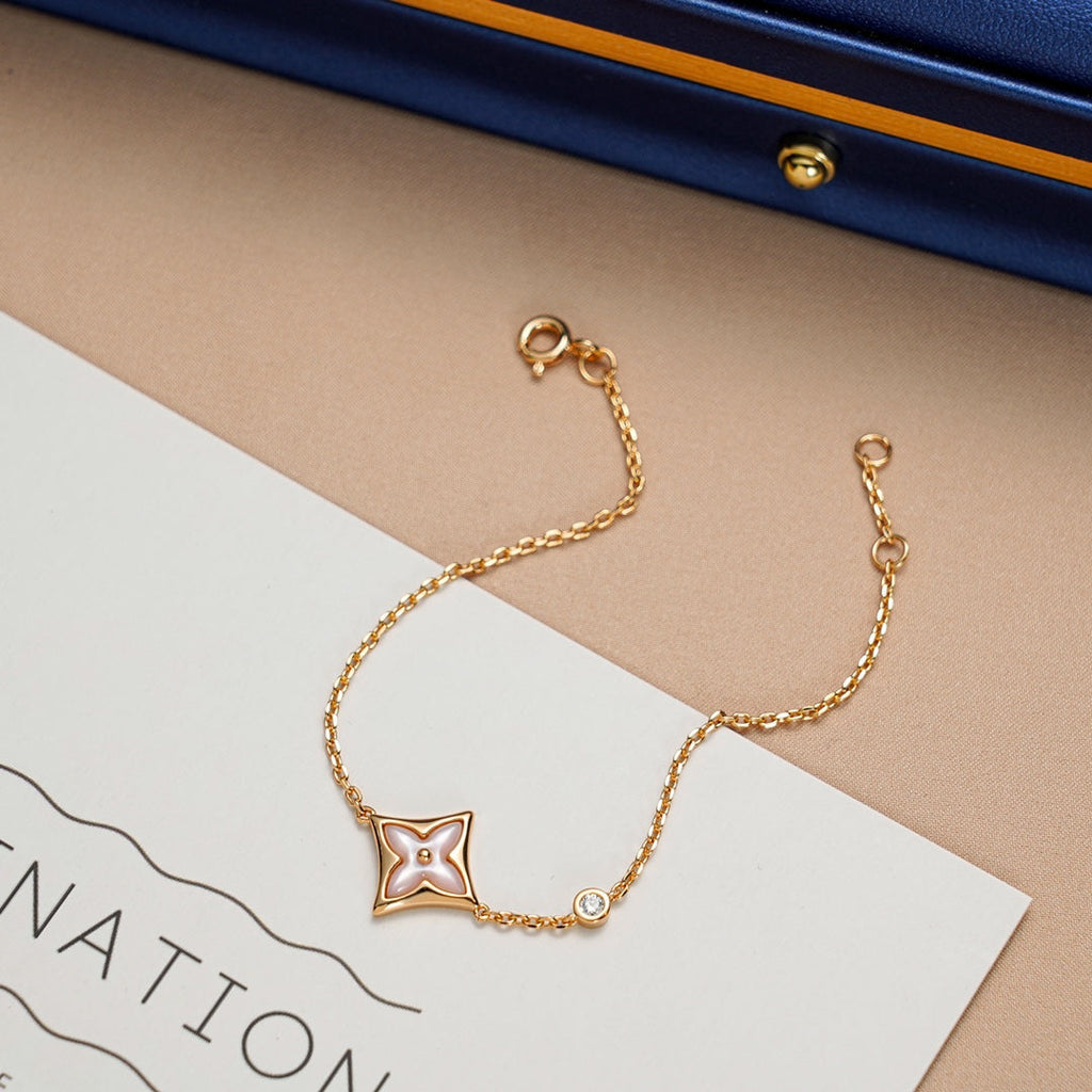 [Clover Jewelry]STAR 1 DIAMOND PINK GOLD BRACELET