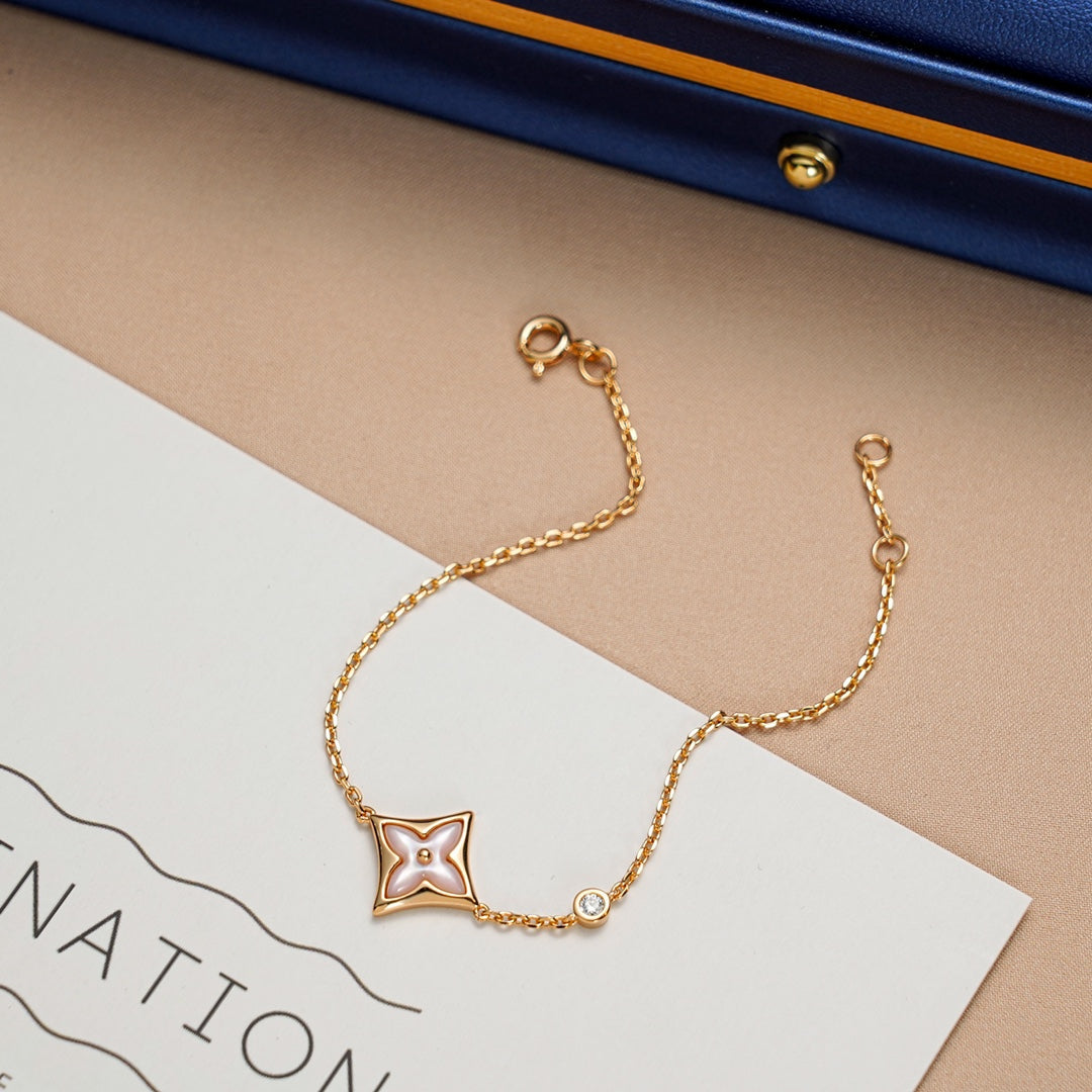 [Clover Jewelry]STAR 1 DIAMOND PINK GOLD BRACELET