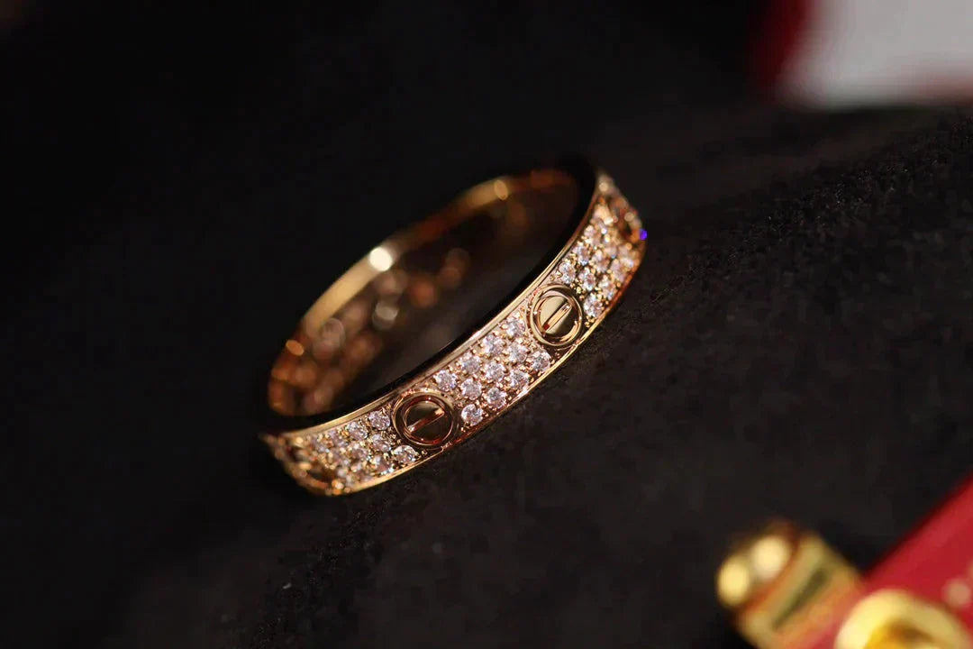 [Clover Jewelry]LOVE RING 3.6MM DIAMOND PAVED
