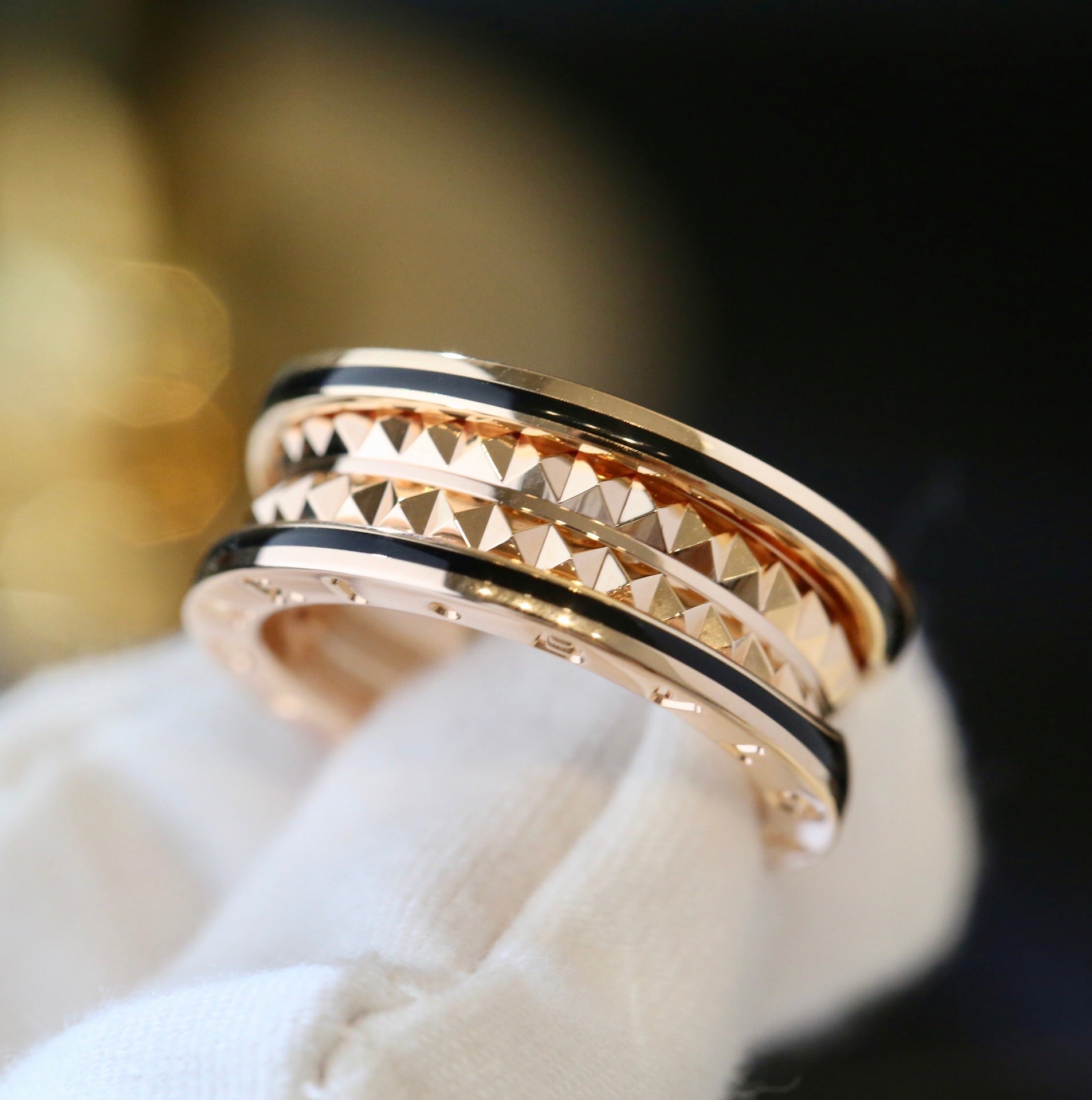 [Clover Jewelry]ZERO 1 PINK GOLD BLACK CERAMIC RING