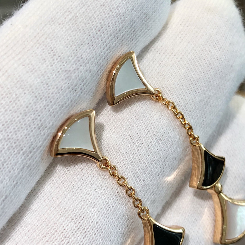 [Clover Jewelry]DREAM EARRINGS 3 MOTIFS ONYX MOP PINK GOLD