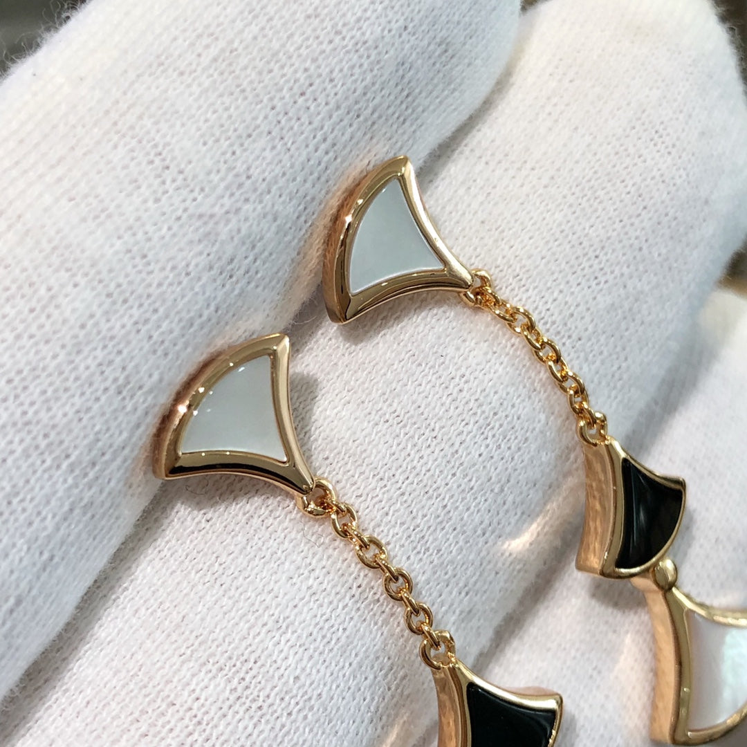 [Clover Jewelry]DREAM EARRINGS 3 MOTIFS ONYX MOP PINK GOLD