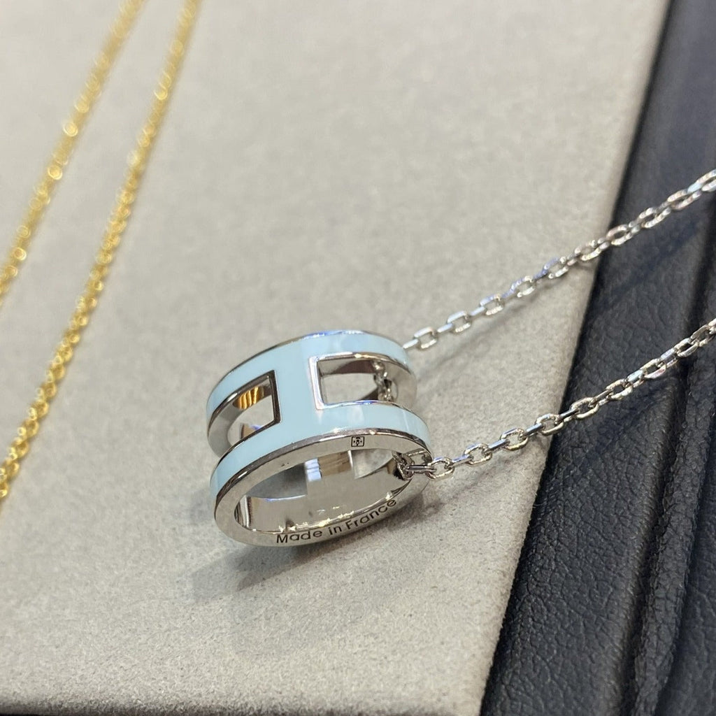 [Clover Jewelry]POP H LIGHT BLUE NECKLACE