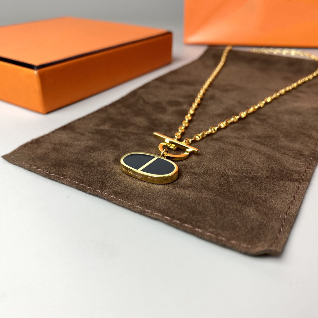 [Clover Jewelry]CHAINE VERSO BLACK CERAMIC NECKLACE