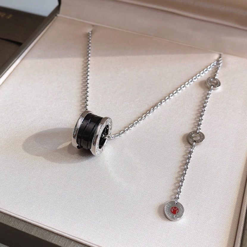 [Clover Jewelry]ZERO 1 BLACK CERAMIC SILVER NECKLACE