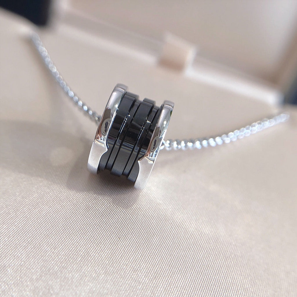 [Clover Jewelry]ZERO 1 BLACK CERAMIC SILVER NECKLACE