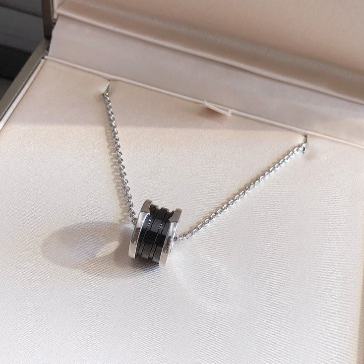 [Clover Jewelry]ZERO 1 BLACK CERAMIC SILVER NECKLACE