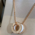 [Clover Jewelry]ZERO 1 WHITE CERAMIC PINK GOLD NECKLACE