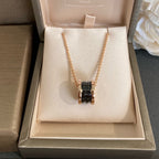 [Clover Jewelry]ZERO 1 BLACK CERAMIC PINK GOLD NECKLACE