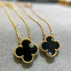 [Clover Jewelry]CLOVER 15MM BLACK ONYX SINGLE FLOWER NECKLACE