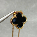 [Clover Jewelry]CLOVER 15MM BLACK ONYX SINGLE FLOWER NECKLACE