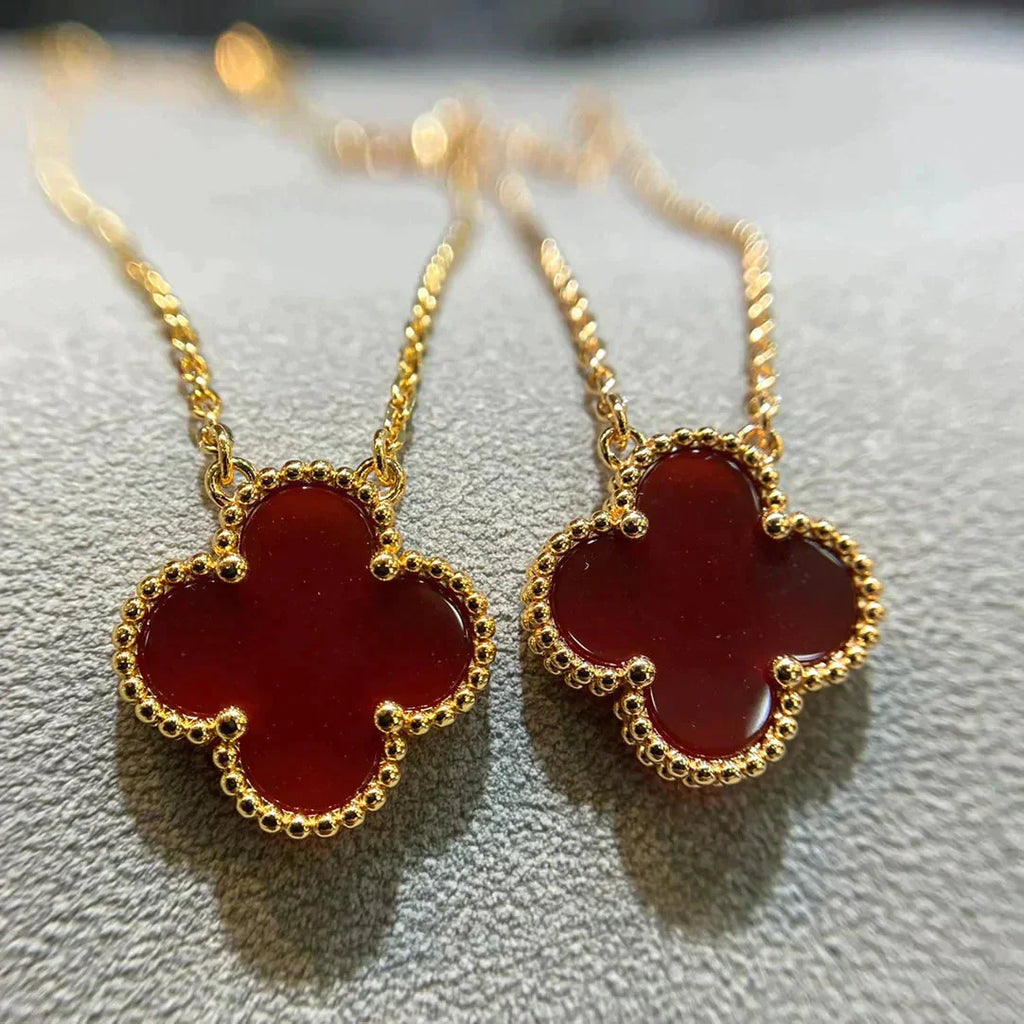 [Clover Jewelry]CLOVER 15MM CARNELIAN SINGLE FLOWER NECKLACE