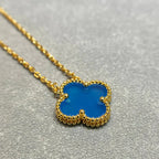 [Clover Jewelry]CLOVER 15MM BLUE AGATE NECKLACE