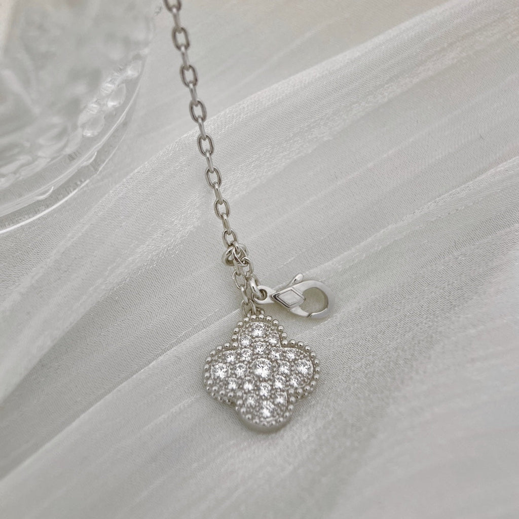 [Clover Jewelry]CLOVER 5 MOTIFS SILVER DIAMONDS NECKLACE