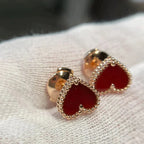 [Clover Jewelry]HEART CARNELIAN STUD EARRINGS