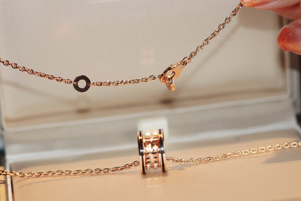[Clover Jewelry]ZERO 1 ROCK PEDANT PINK GOLD BLACK NECKLACE