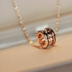 [Clover Jewelry]ZERO 1 ROCK PEDANT PINK GOLD BLACK NECKLACE