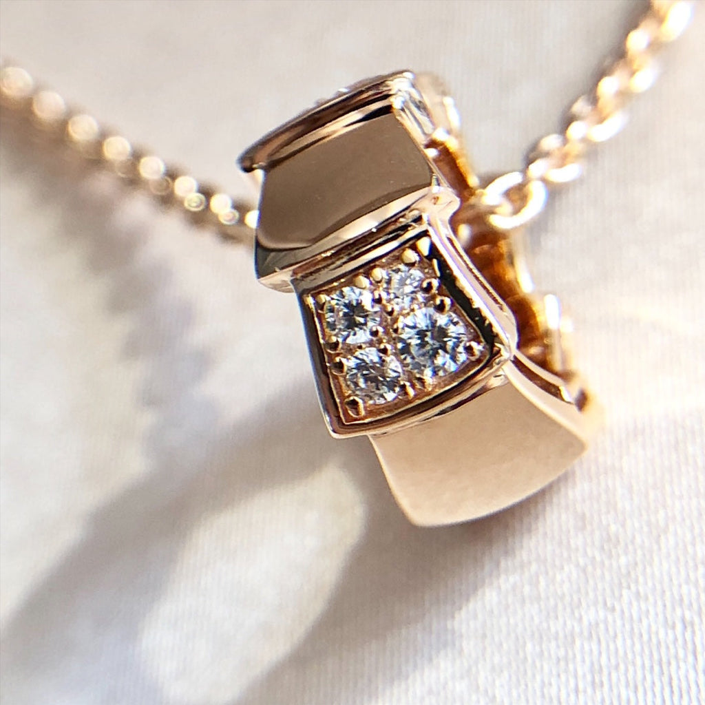 [Clover Jewelry]SERPENTI ANHÄNGER DIAMANT ROSÉGOLD HALSKEТTE