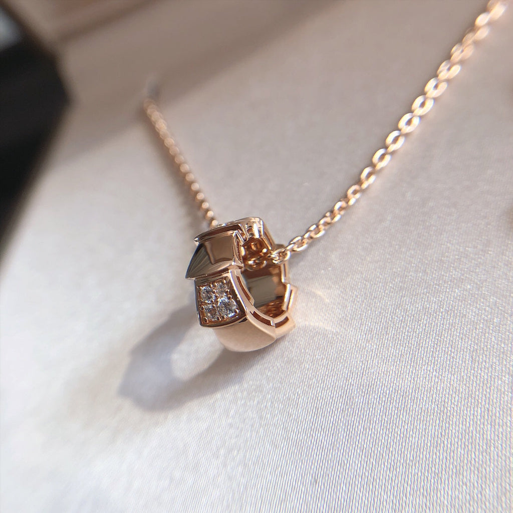[Clover Jewelry]SERPENTI ANHÄNGER DIAMANT ROSÉGOLD HALSKEТTE