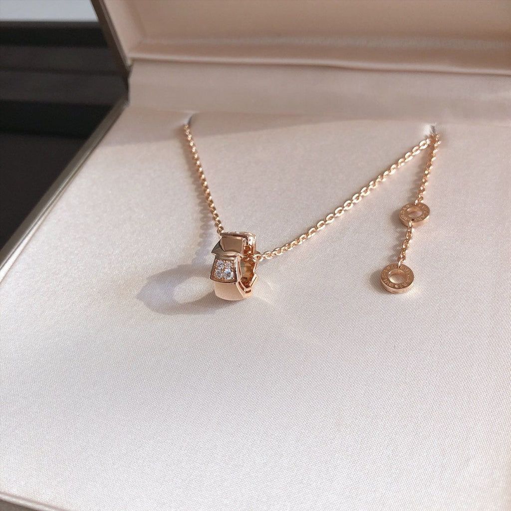 [Clover Jewelry]SERPENTI ANHÄNGER DIAMANT ROSÉGOLD HALSKEТTE